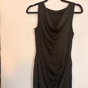 Theory Black Sleeveless Cowl Neck Midi Dress